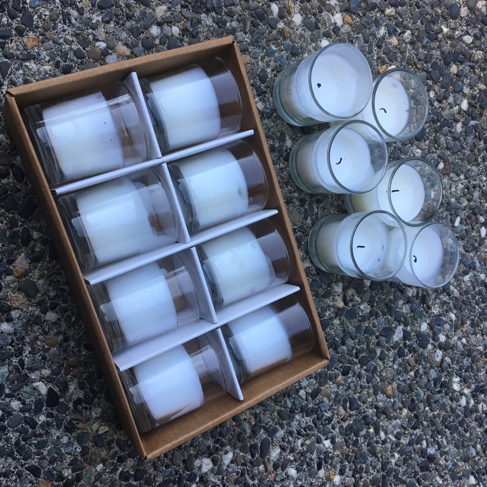 14 slightly used white votives
